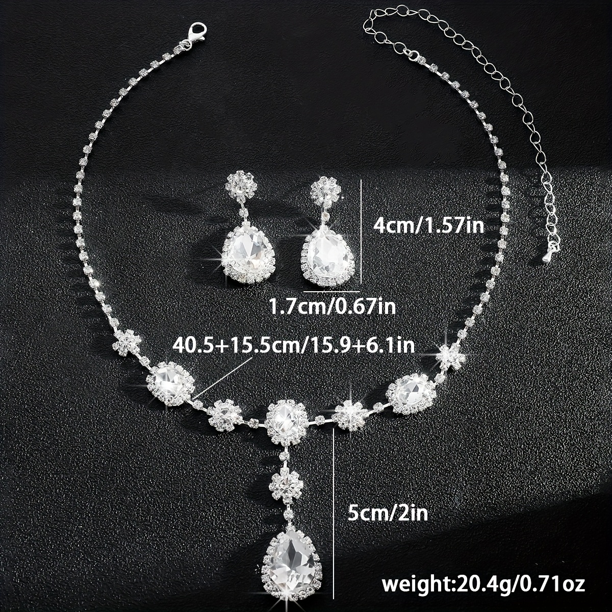 Elegant Zirconia Teardrop Necklace & Earrings Set